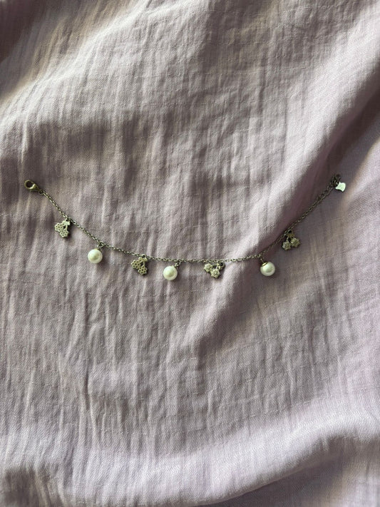 Pearl Blossom Silver Anklet