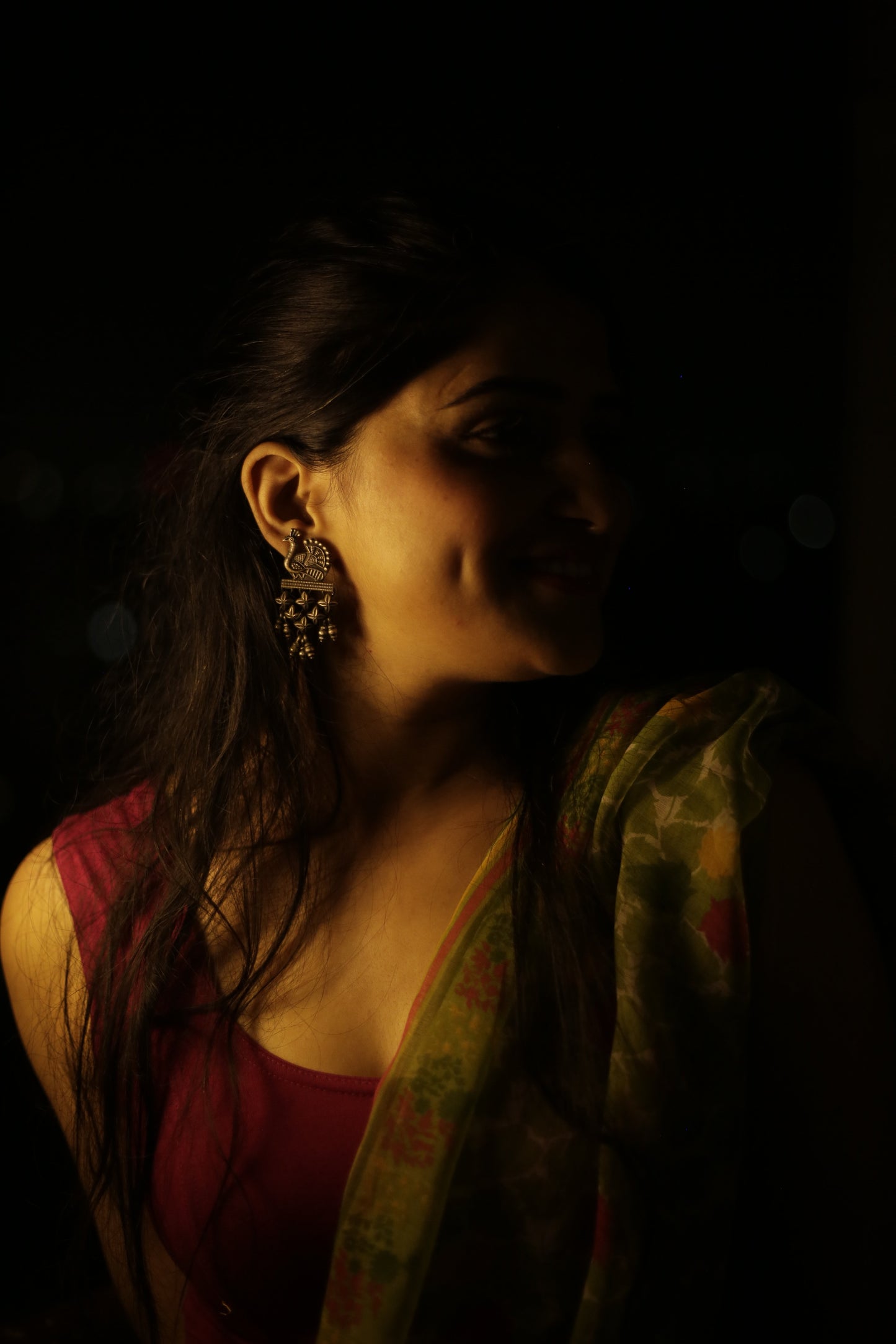 Morni Raag – Regal Peacock Silver Earring