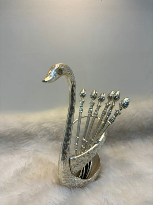 Hansini – German Silver Swan Spoon Holder Set
